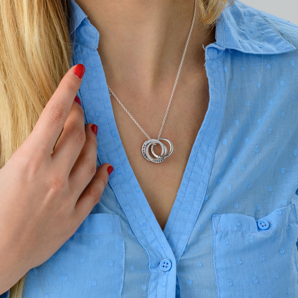 Russian Ring Necklace in Silver - Irregular Circle Design - 3
