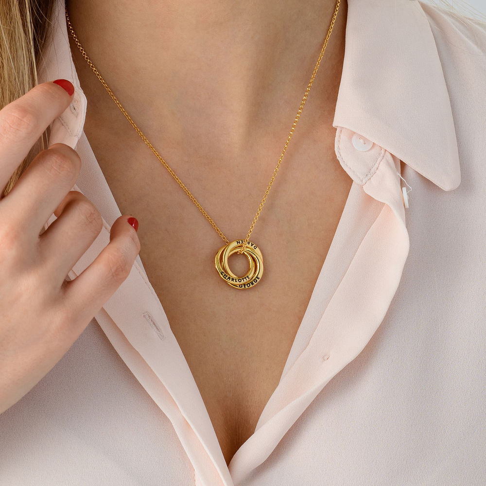 Russian Ring Necklace in Gold Plating - Irregular Circle Design - 3