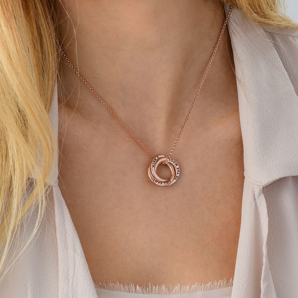 Russian Ring Necklace in Rose Gold Plating - Irregular Circle Design - 3 product photo