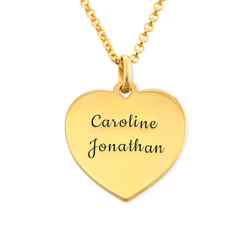 Engraved Heart Necklace In 18k Gold Vermeil