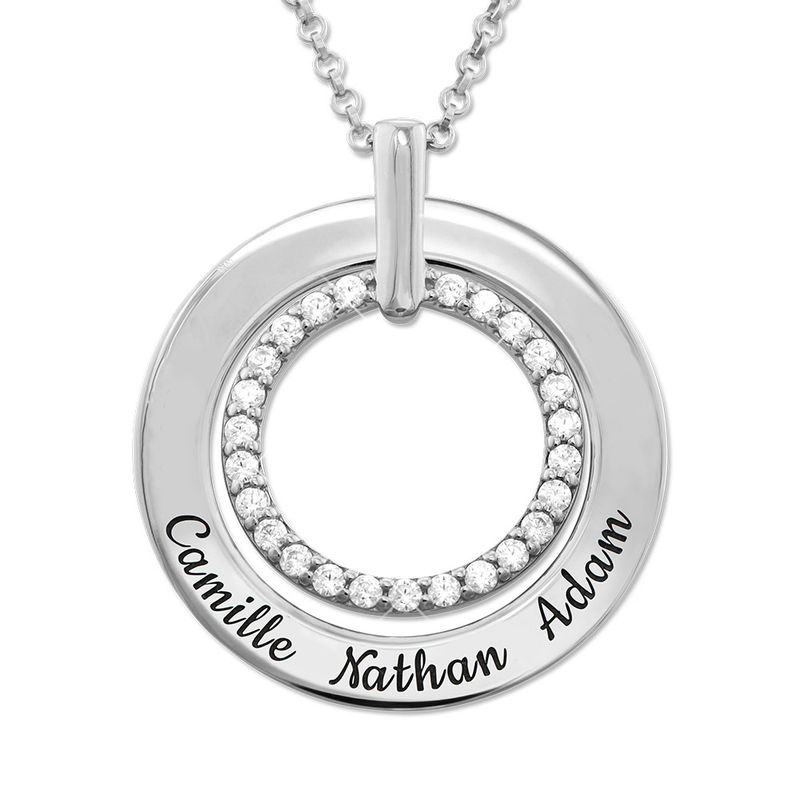 Engraved Circle Necklace in Sterling Silver