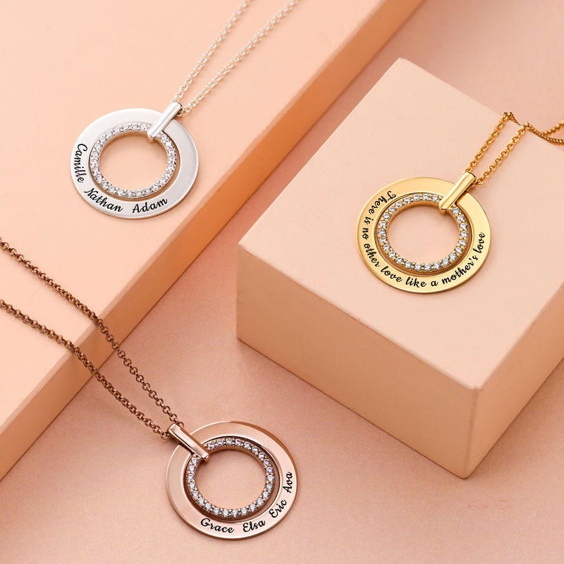 Engraved Circle Necklace in Sterling Silver - 1 product photo