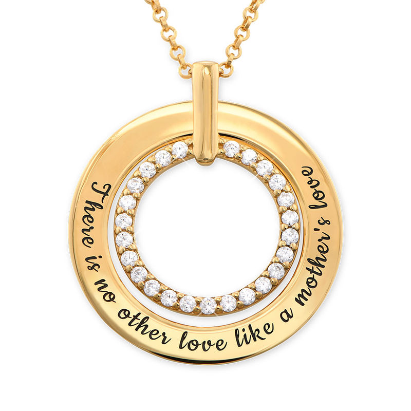 Engraved Circle Necklace in Gold Plating