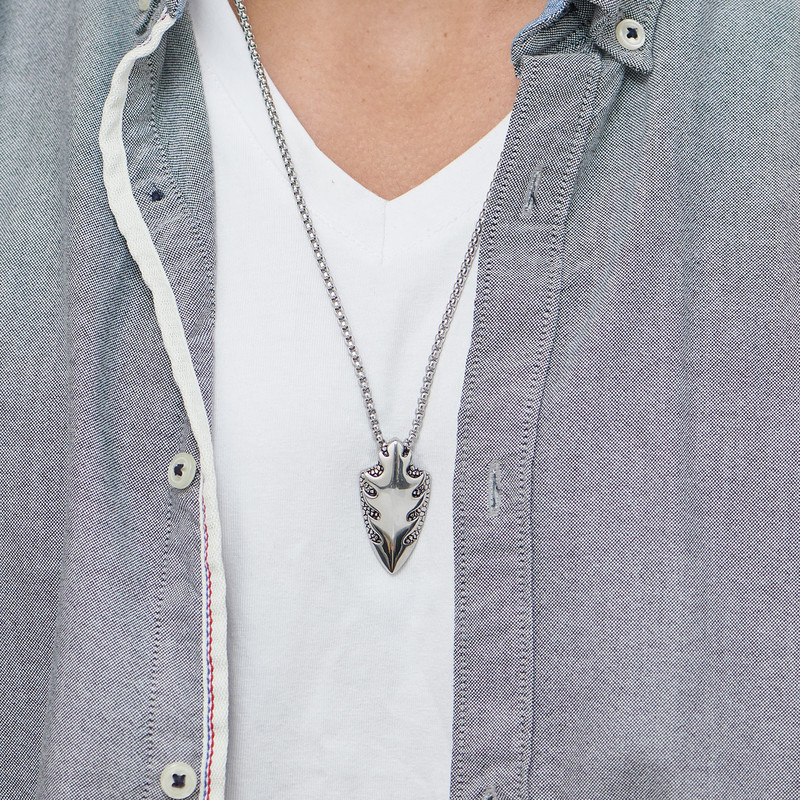 Personalized Shield Pendant Necklace for Men - 2