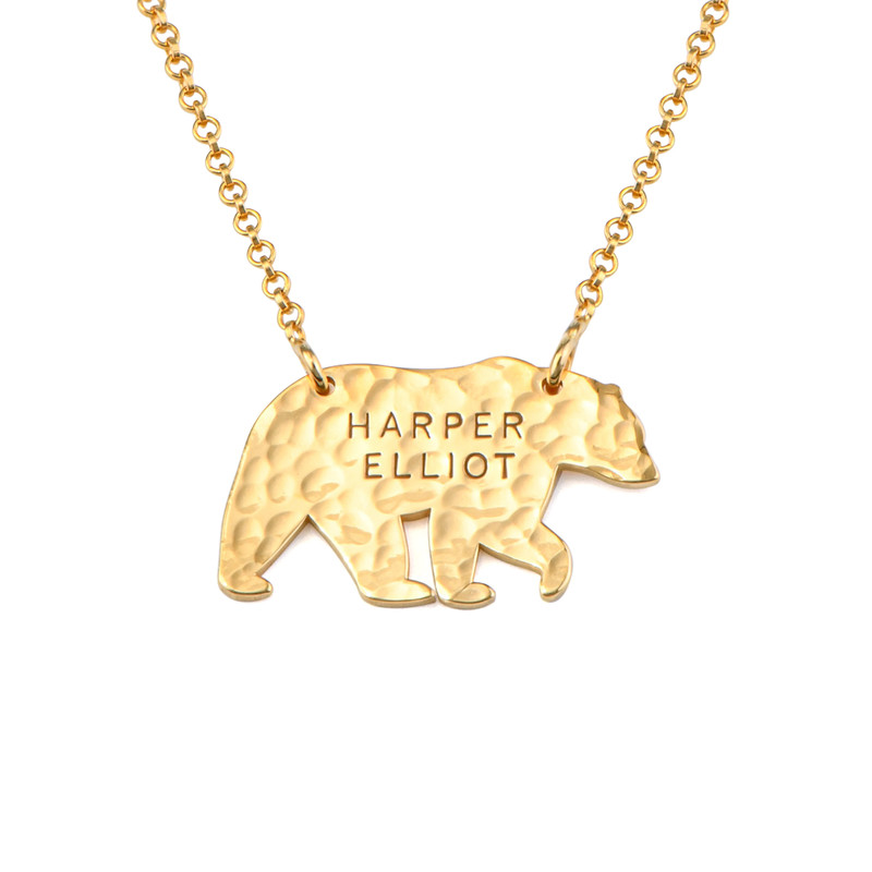Engraved Mama Bear Necklace in Gold Plating