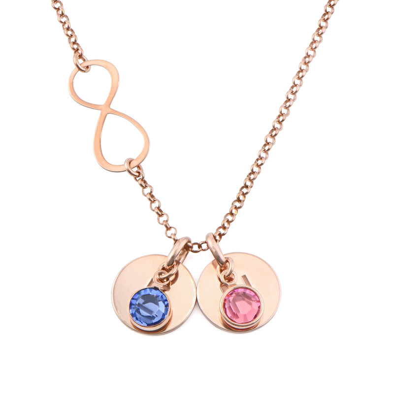 Rose Gold Plated Infinity Necklace with Initial Charms - 1