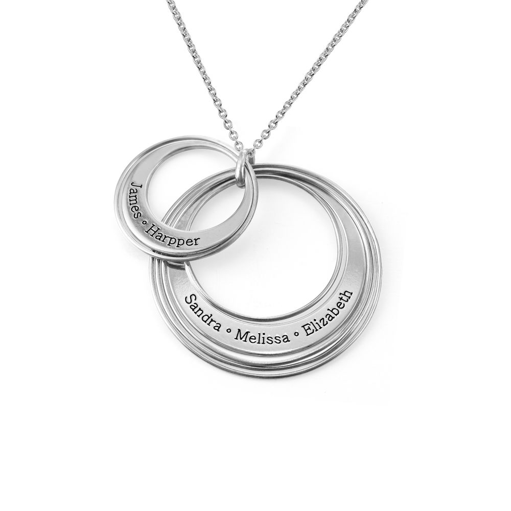 Engraved Two Ring Necklace in Sterling Silver - 1 product photo