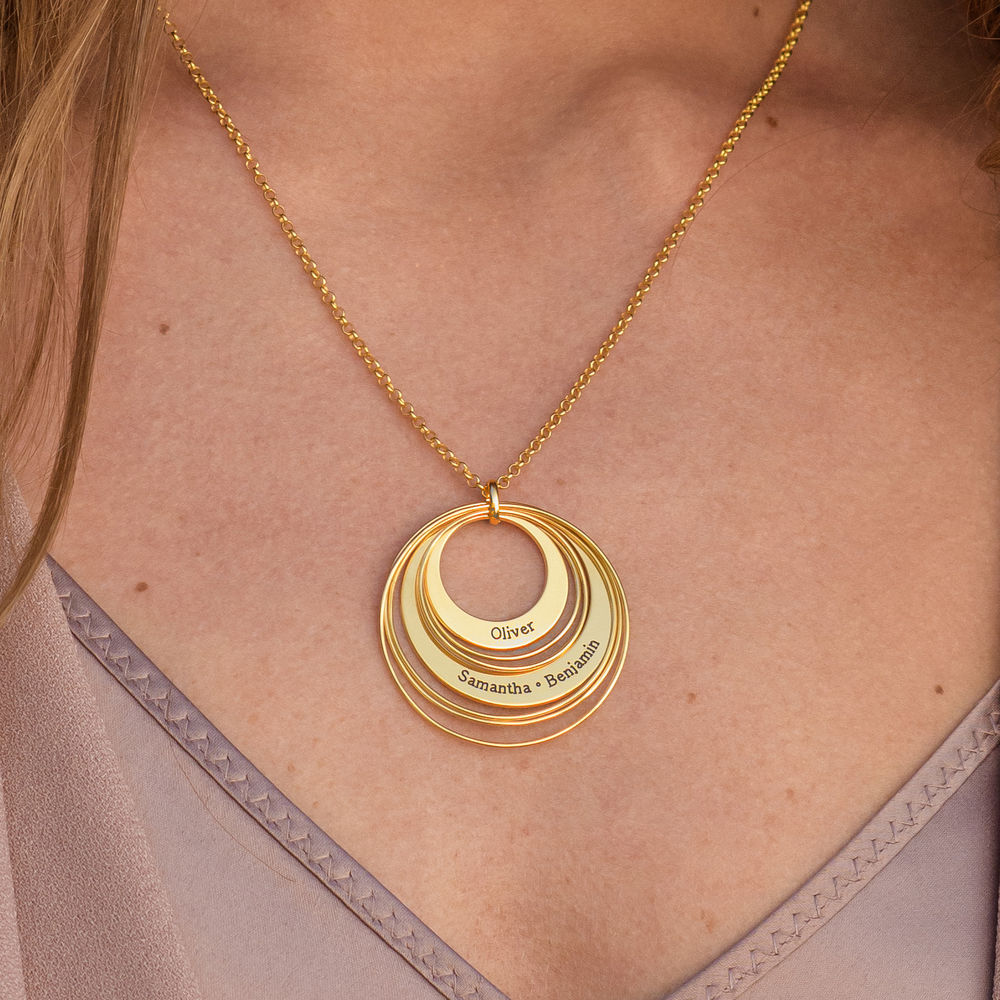 Engraved Two Ring Necklace in 18K Gold Vermeil - 4