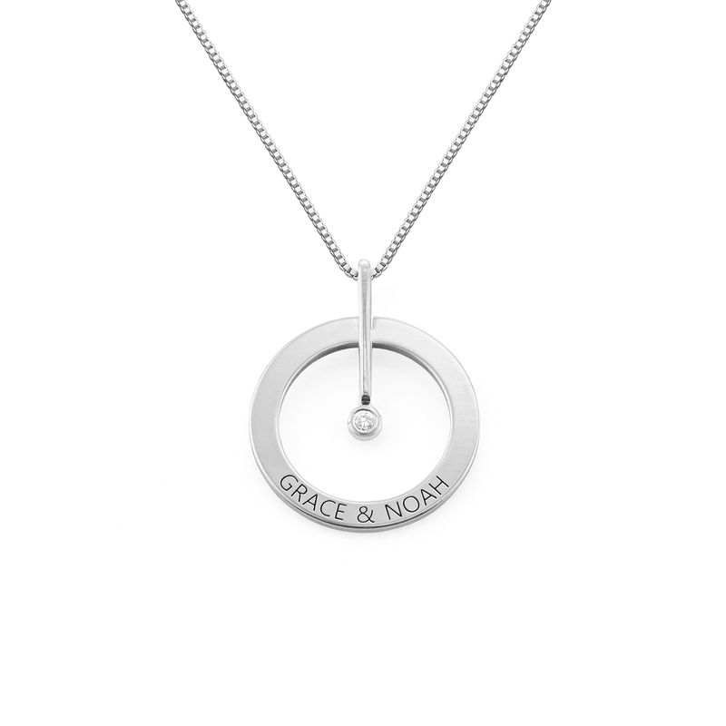 Personalized Circle Necklace with Diamond in Sterling Silver product photo