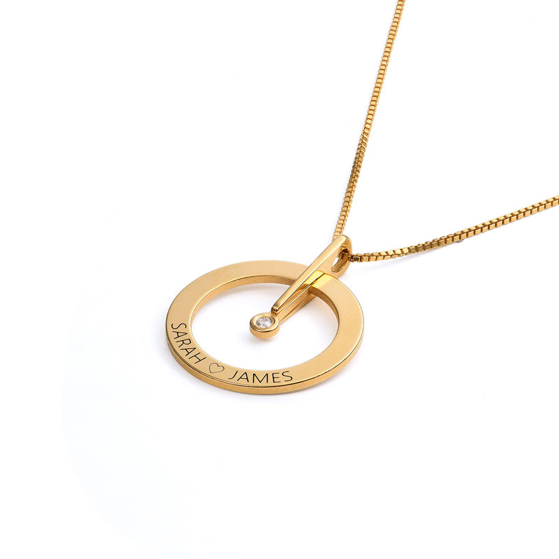 Personalized Circle Necklace with Diamond in 18K Gold Plating - 1