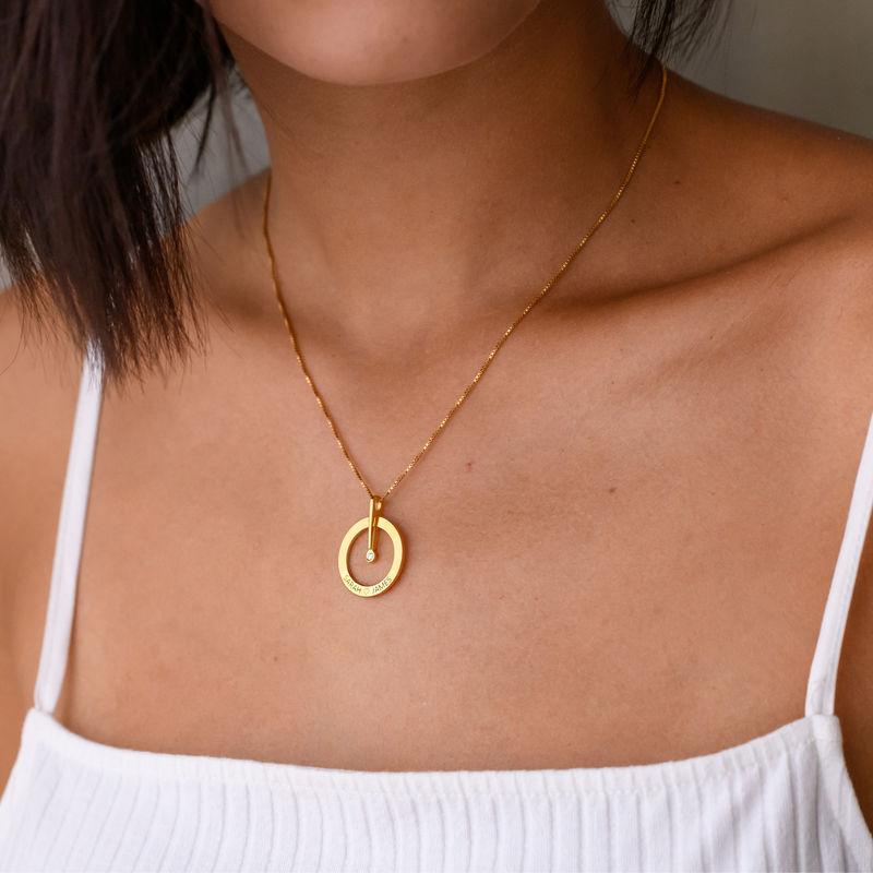 Personalized Circle Necklace with Diamond in 18K Gold Vermeil - 2 product photo