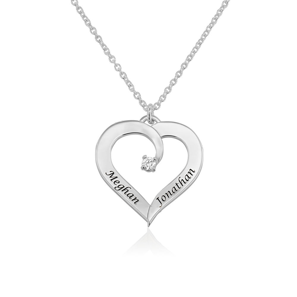 Engraved Diamond Necklace in Sterling Silver