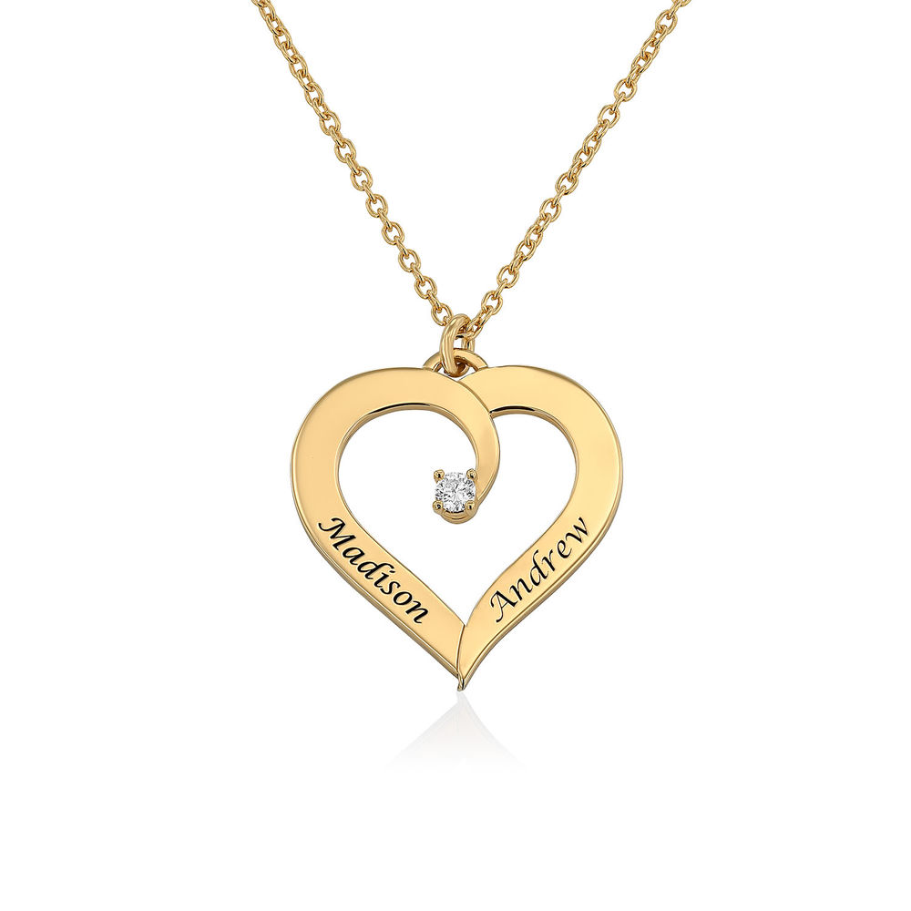 Engraved Diamond Necklace in Gold Plating