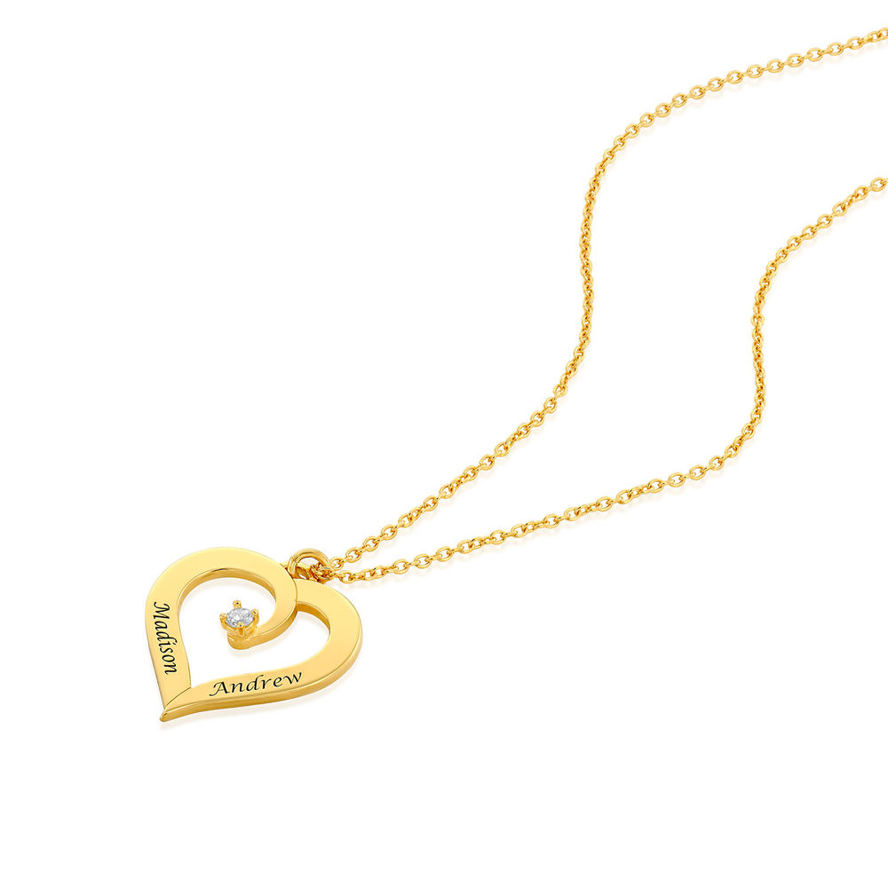 Engraved Diamond Necklace in Gold Plating - 1