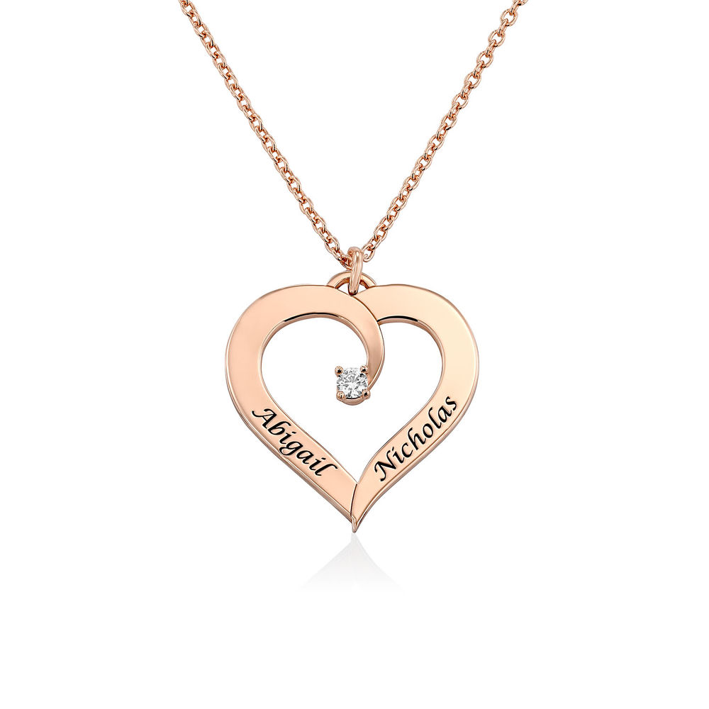 Engraved Diamond Necklace in Rose Gold Plating