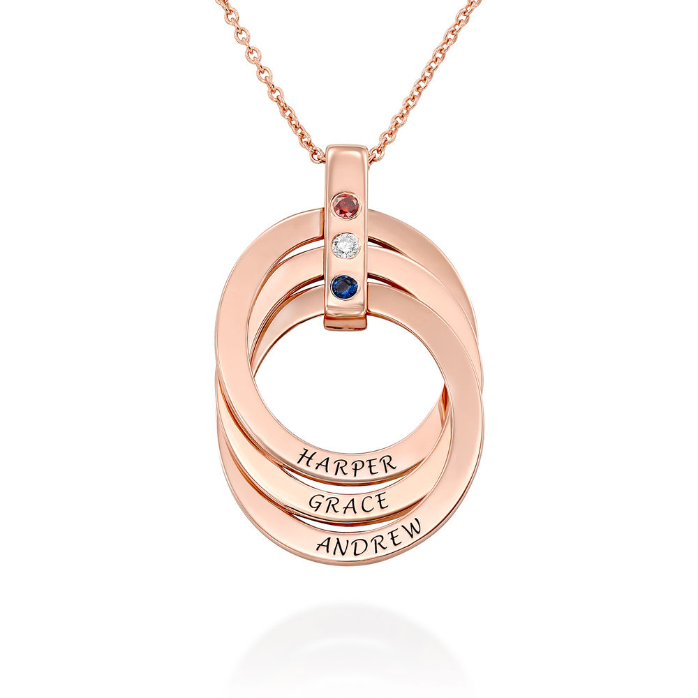 Birthstone Ring Necklace in Rose Gold Plating