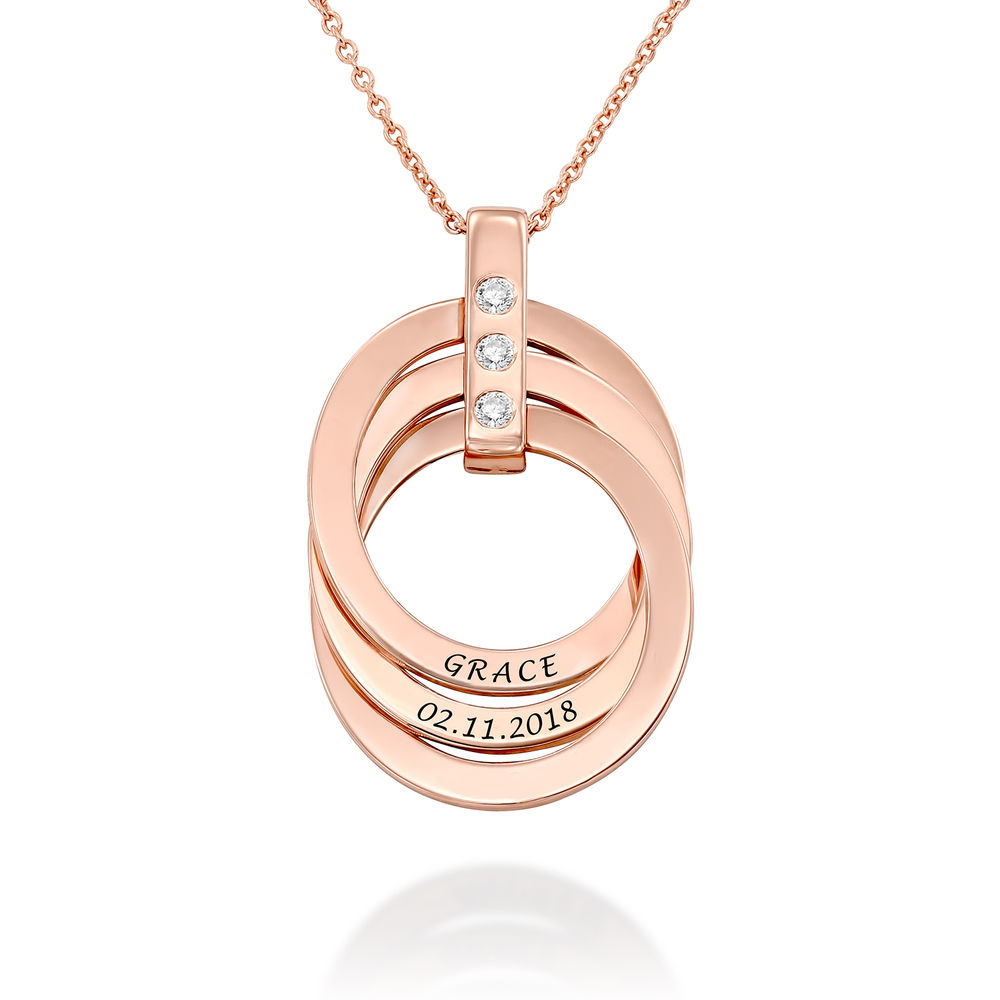 Birthstone Ring Necklace in Rose Gold Plating - 1