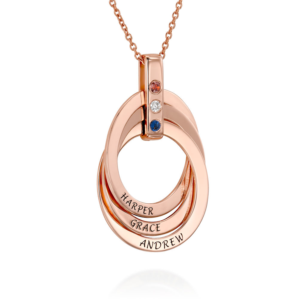 Birthstone Ring Necklace in Rose Gold Plating - 2