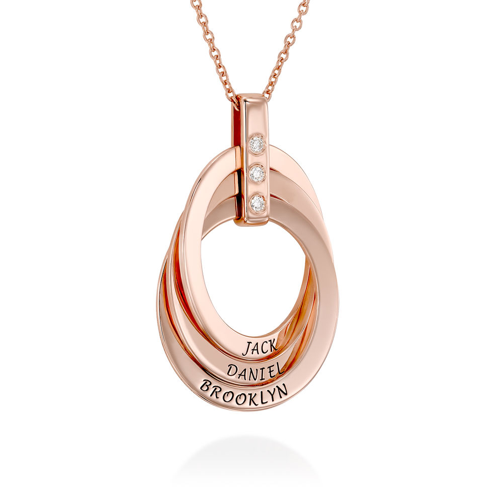 Diamond Ring Necklace in Rose Gold Plating - 1