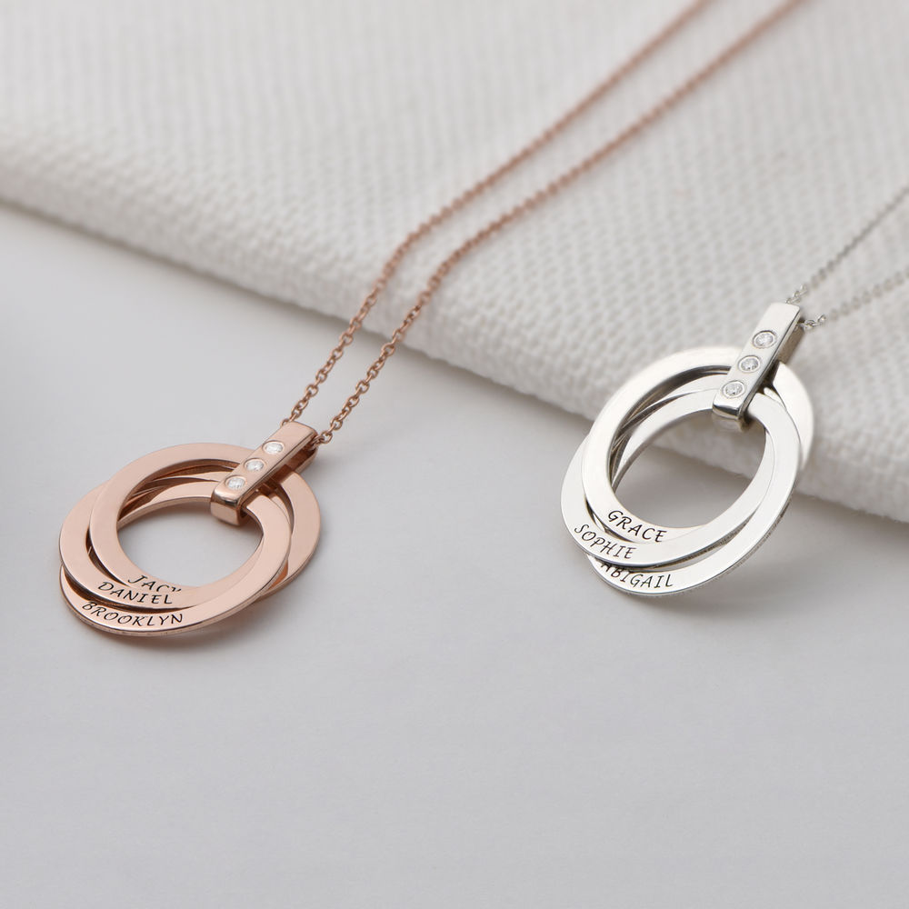 Diamond Ring Necklace in Rose Gold Plating - 2