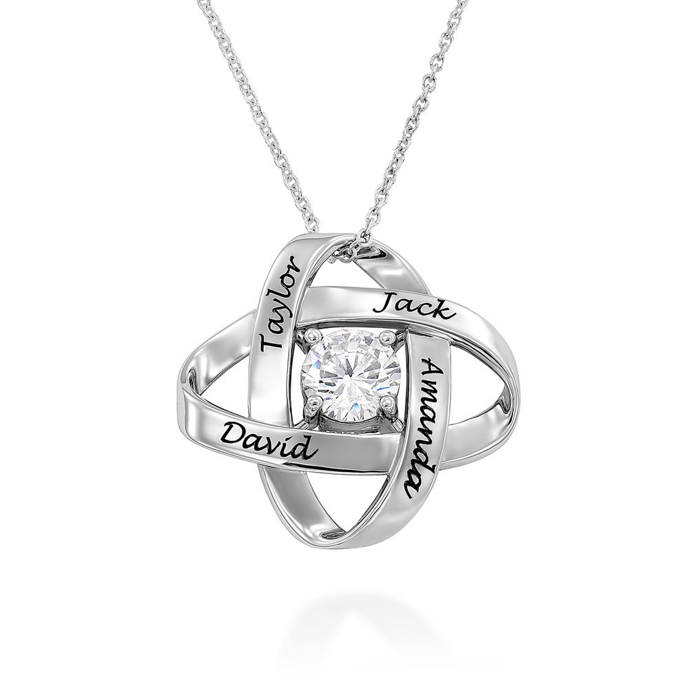 Engraved Eternal Necklace with Cubic Zirconia in Sterling Silver product photo