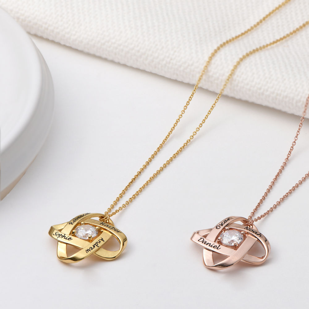Engraved Eternal Necklace with Cubic Zirconia in Rose Gold Plating - 1 product photo