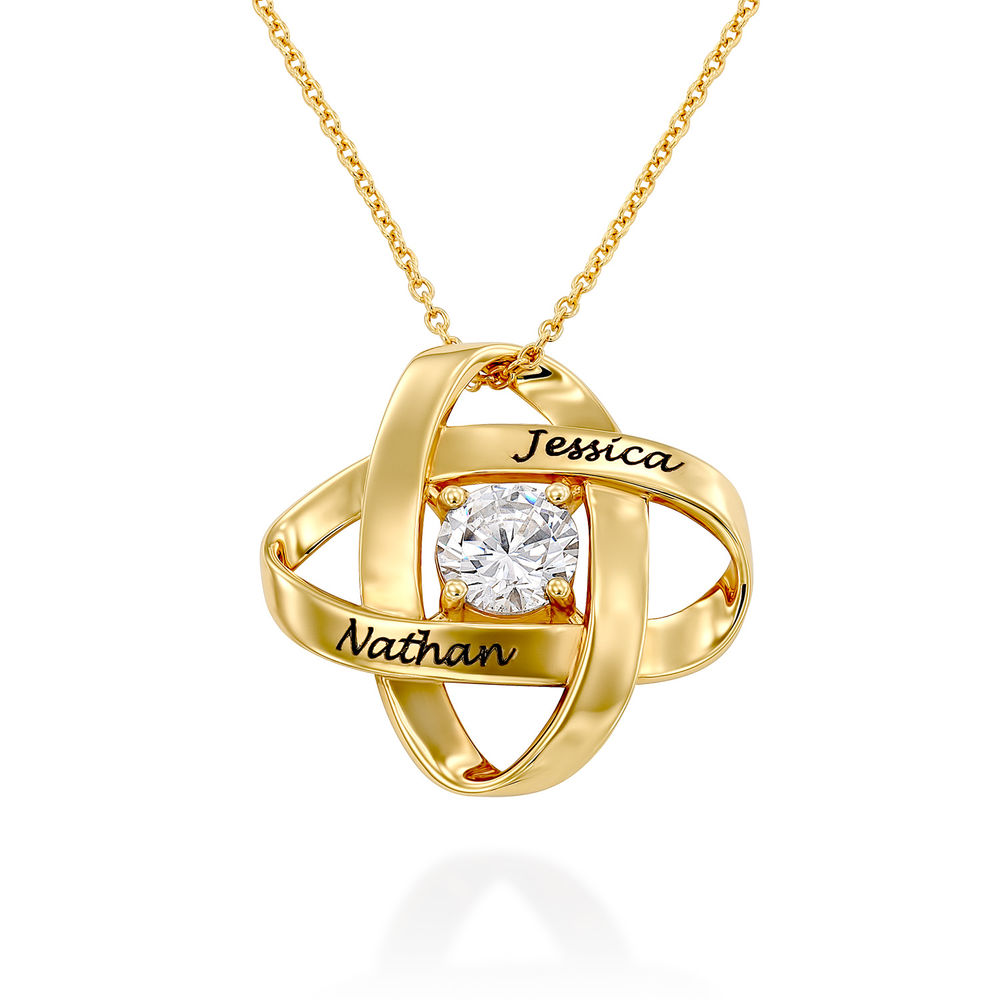 Engraved Eternal Necklace with Cubic Zirconia in Gold Vermeil