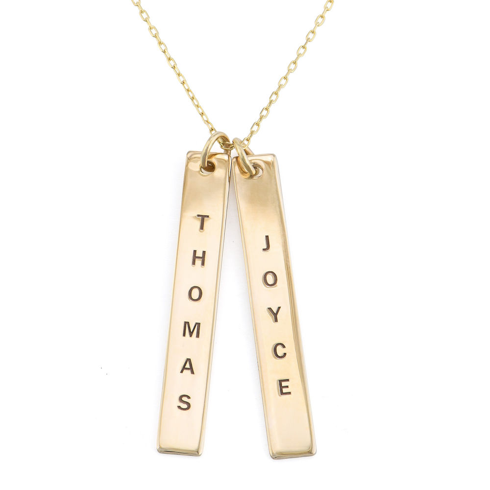 Personalized Vertical Bar Necklace in 10K Yellow Gold