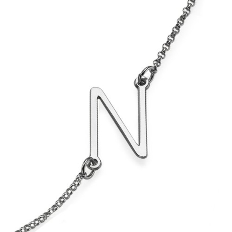 Sideways Initial Necklace in Sterling Silver