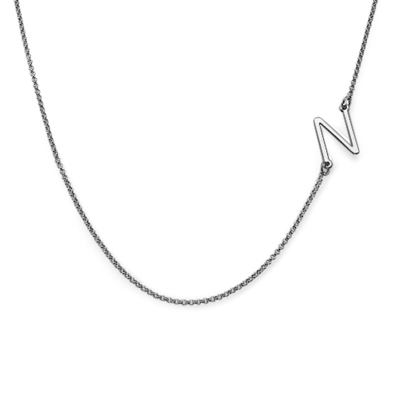 Sideways Initial Necklace in Sterling Silver - 1