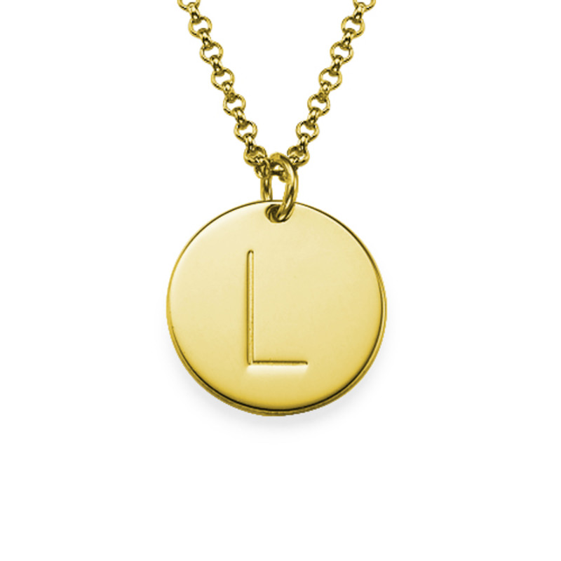 Initial Disc Necklace in Gold Plating