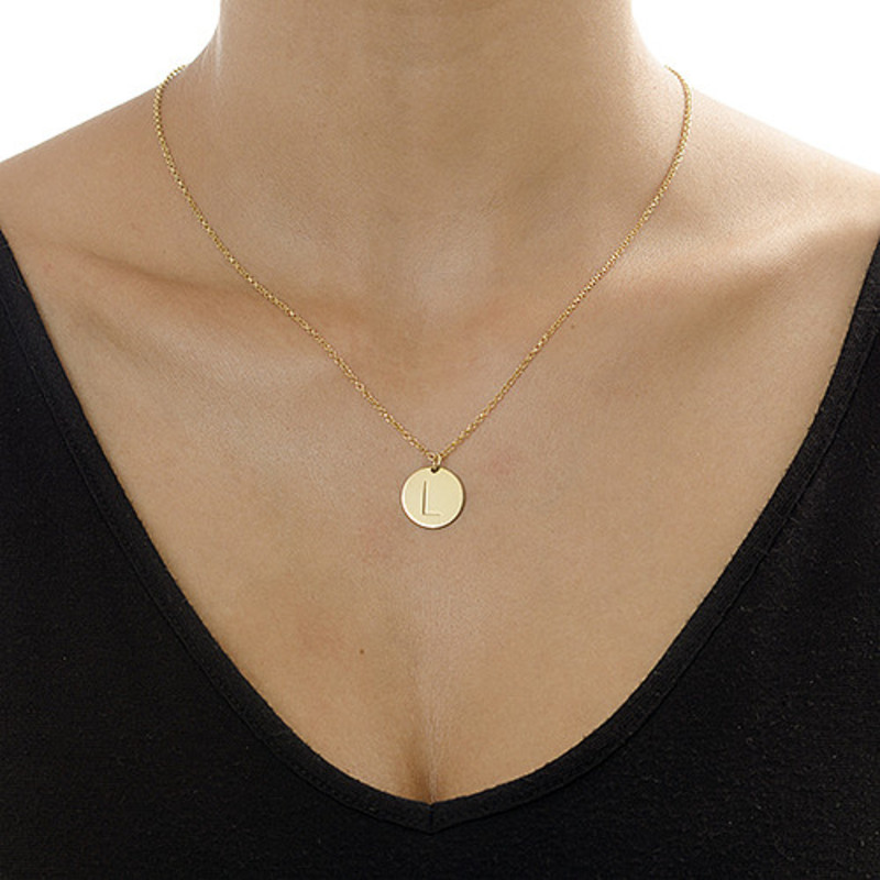 Initial Disc Necklace in Gold Plating - 1