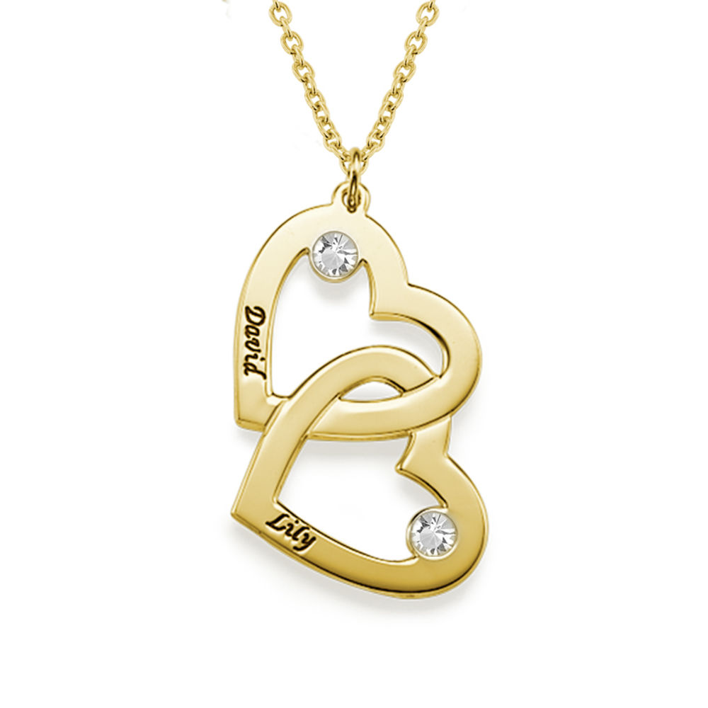 Gold Plated Heart in Heart Vertical Necklace - 1