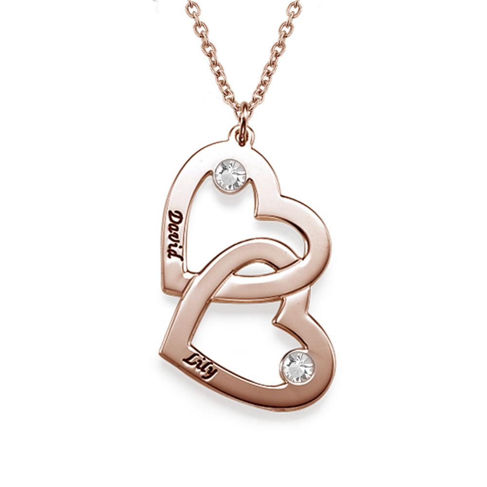 Rose Gold Plated Heart in Heart Vertical Necklace - 1 product photo