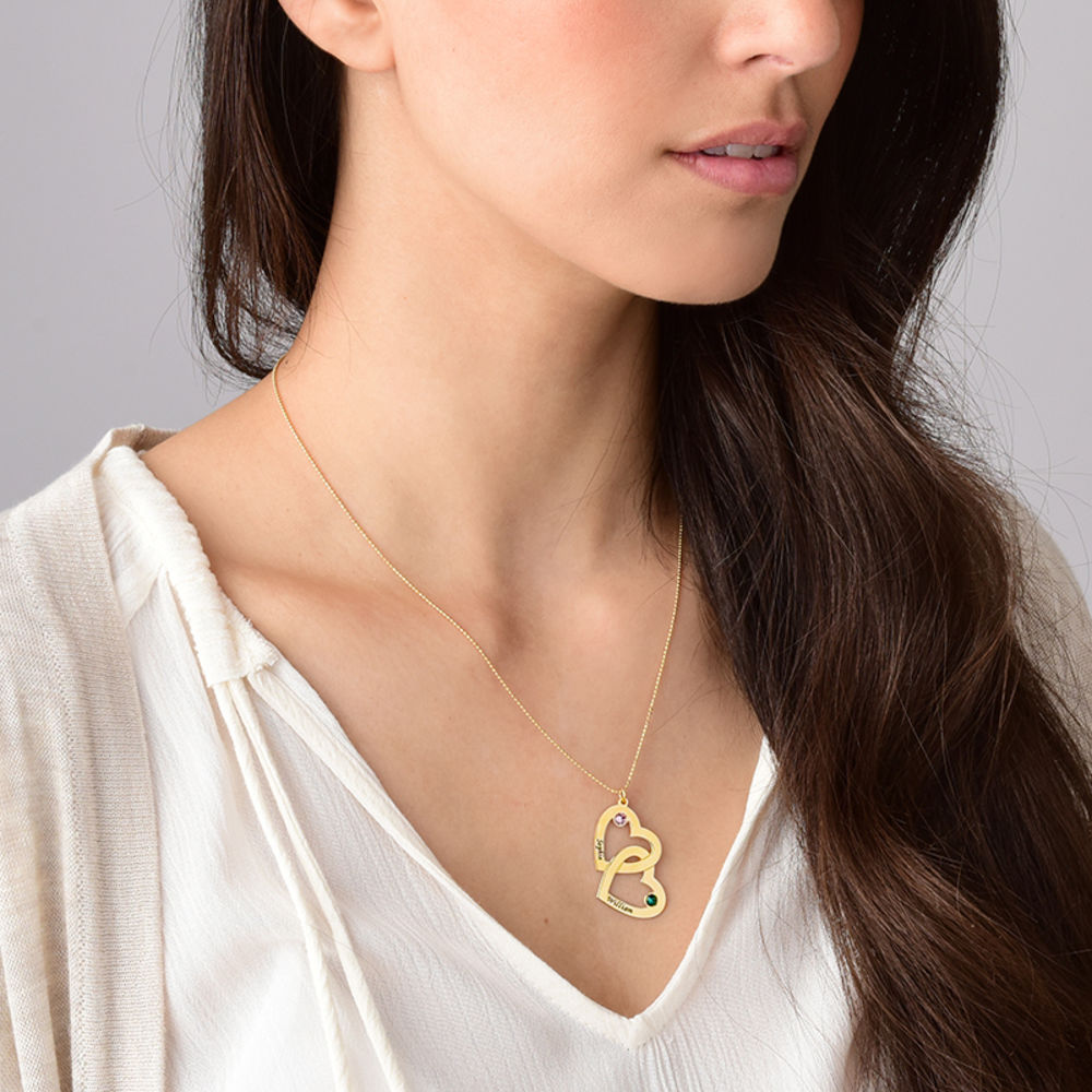 10K Yellow Gold Heart in Heart Vertical Necklace - 2 product photo