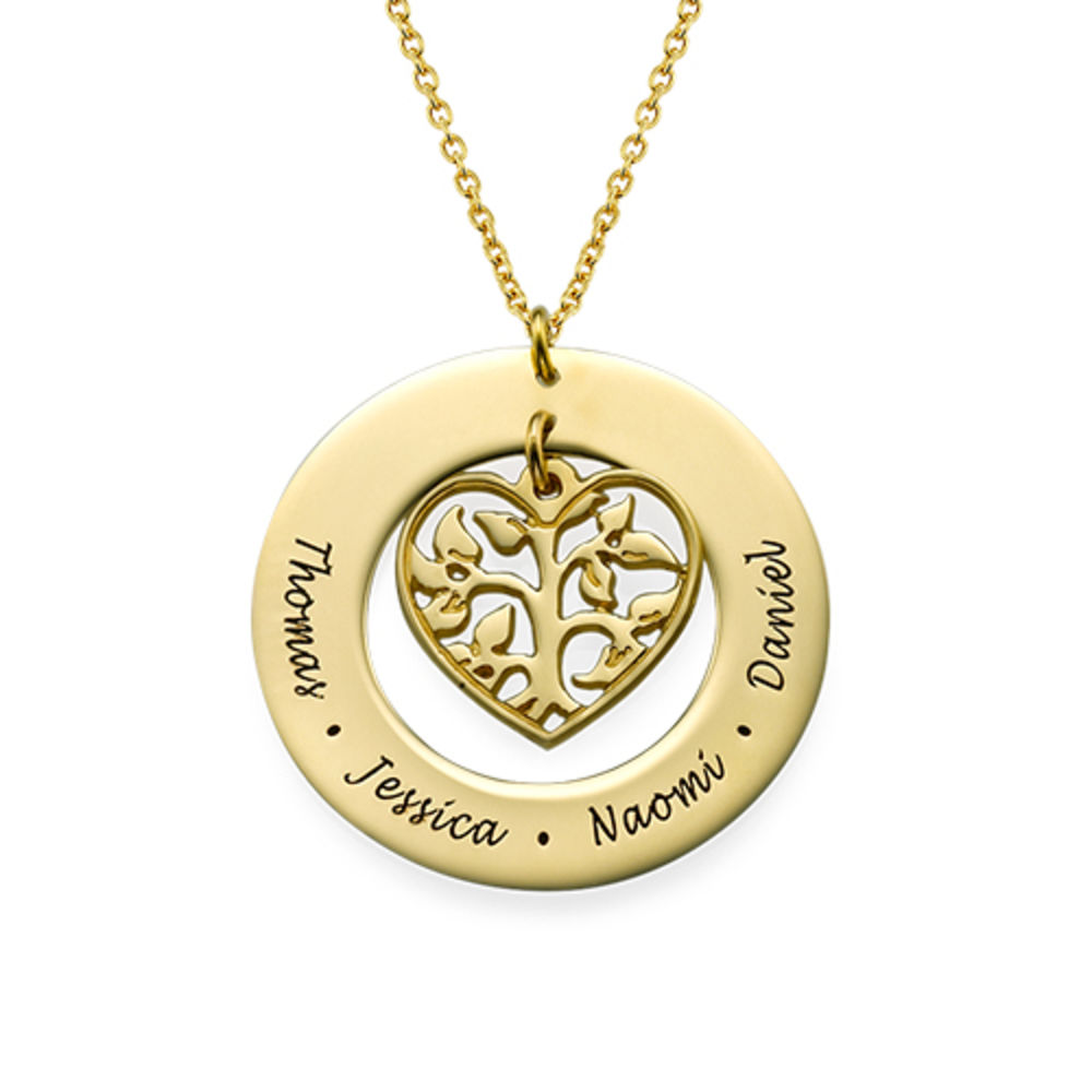 Gold Plated Cut Out Heart Family Tree Necklace