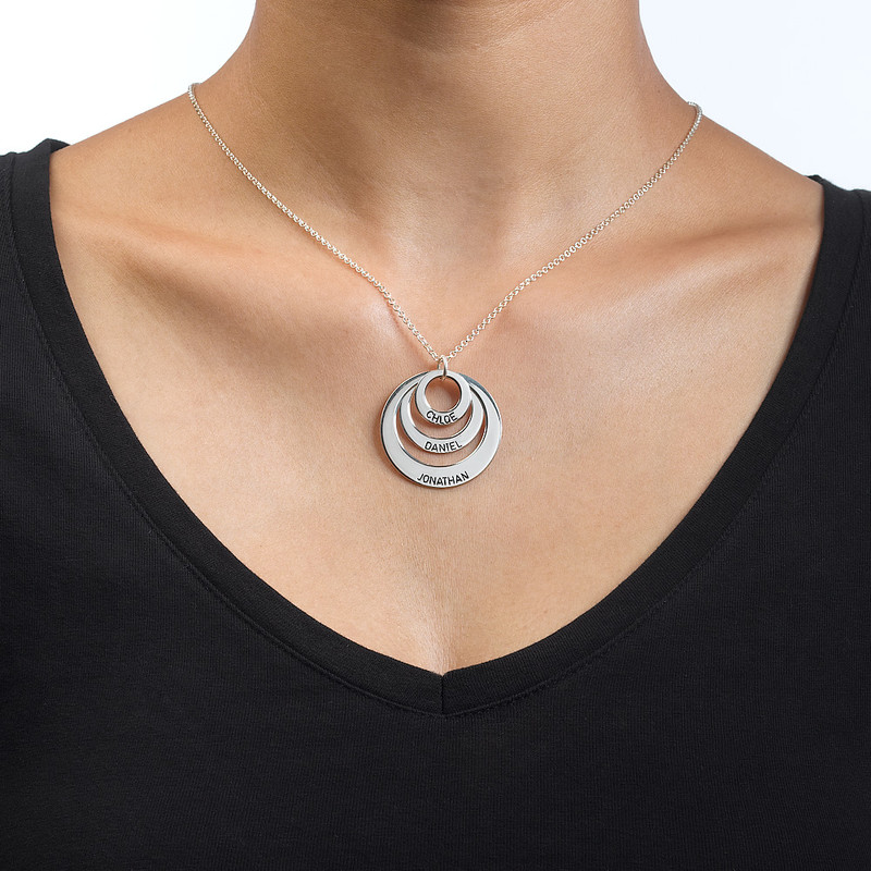 Triple Circle Family Necklace in Sterling Silver - 1