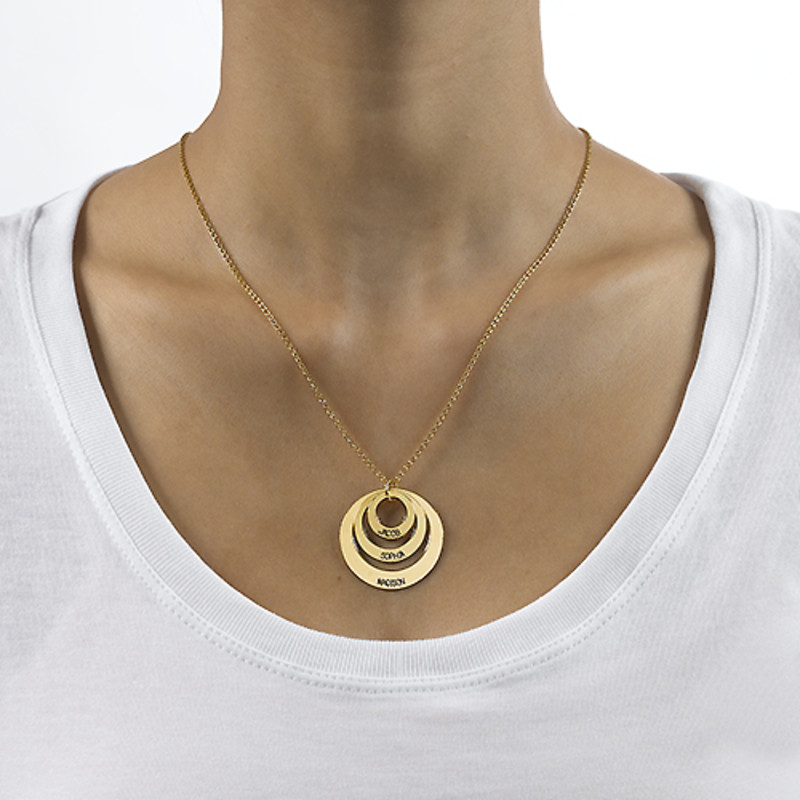 Triple Circle Family Necklace in Gold Plating - 1