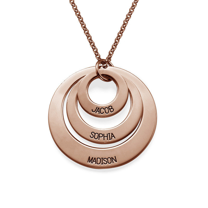Triple Circle Family Necklace In Rose Gold Plating
