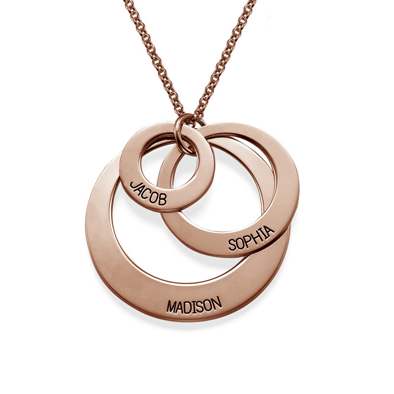 Triple Circle Family Necklace In Rose Gold Plating - 1