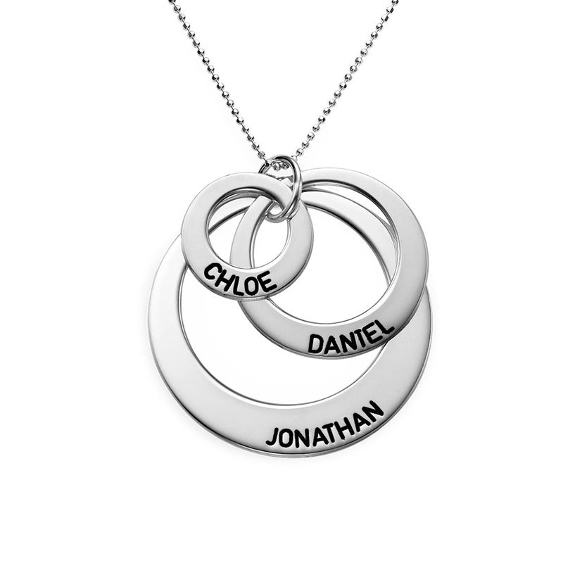Triple Circle Family Necklace In 10K White Gold - 1