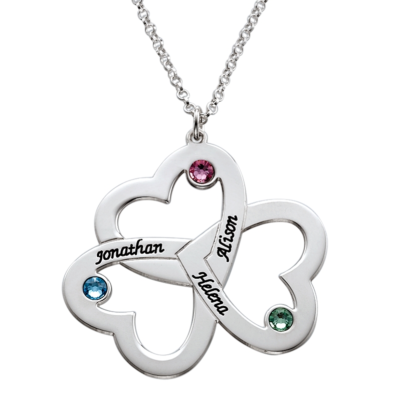 Personalized 3 Hearts Necklace