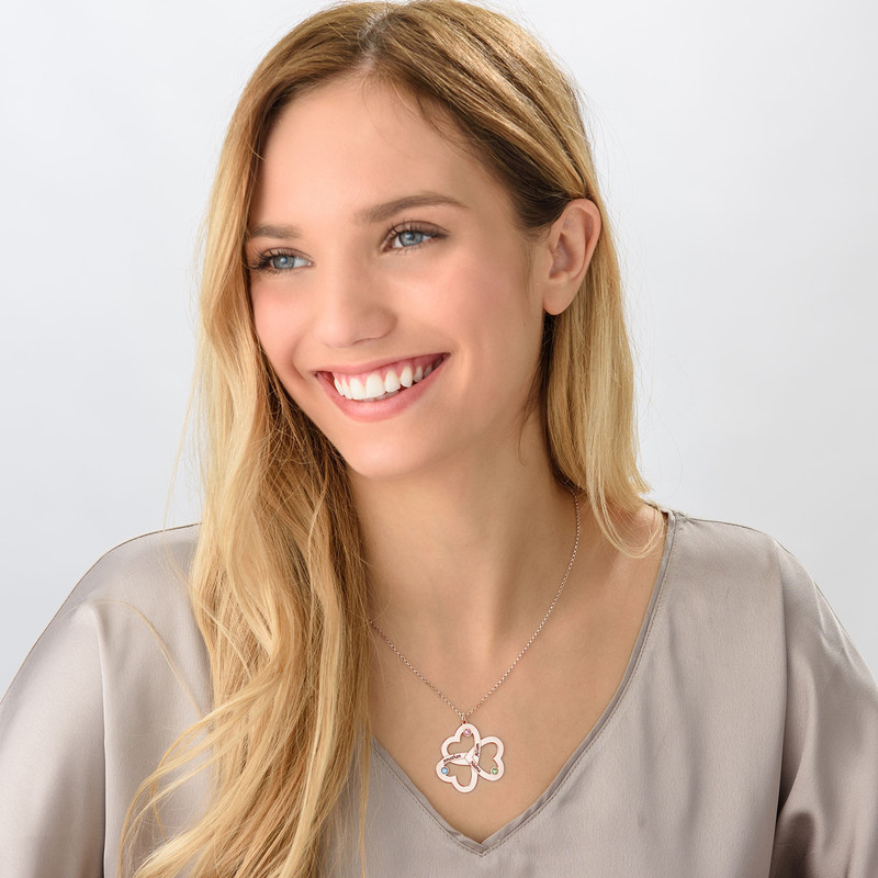 Rose Gold Plated Personalized 3 Hearts Necklace - 2 product photo