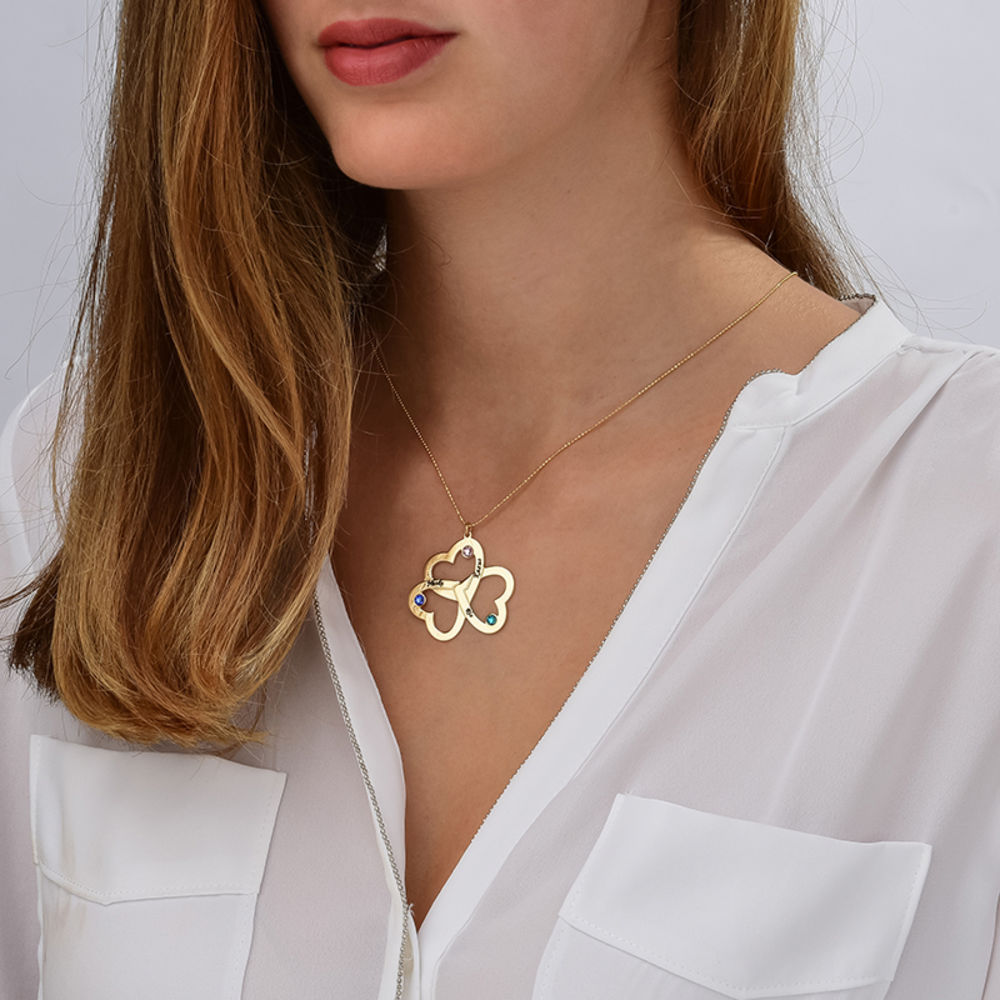 Personalized 3 Hearts Necklace in 10K Solid Gold - 1 product photo