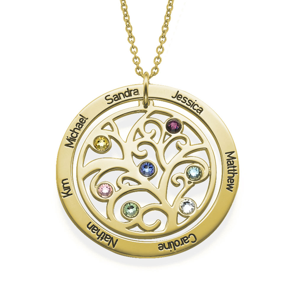 Gold Plated Personalized Birthstone Family Tree Necklace