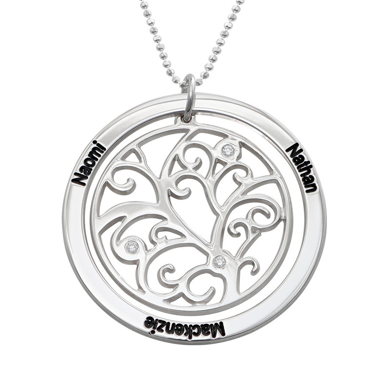 My Family Tree Necklace in Sterling Silver with Diamonds
