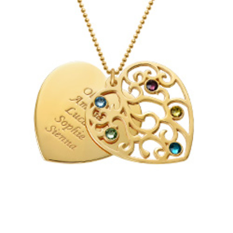 Gold Plated Heart Family Tree Necklace