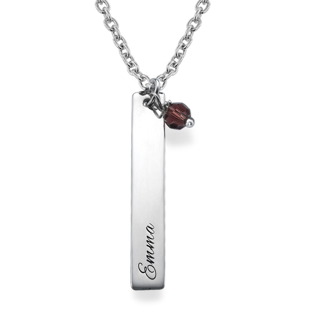 Vertical Bar Necklace with Birthstones - 1 product photo