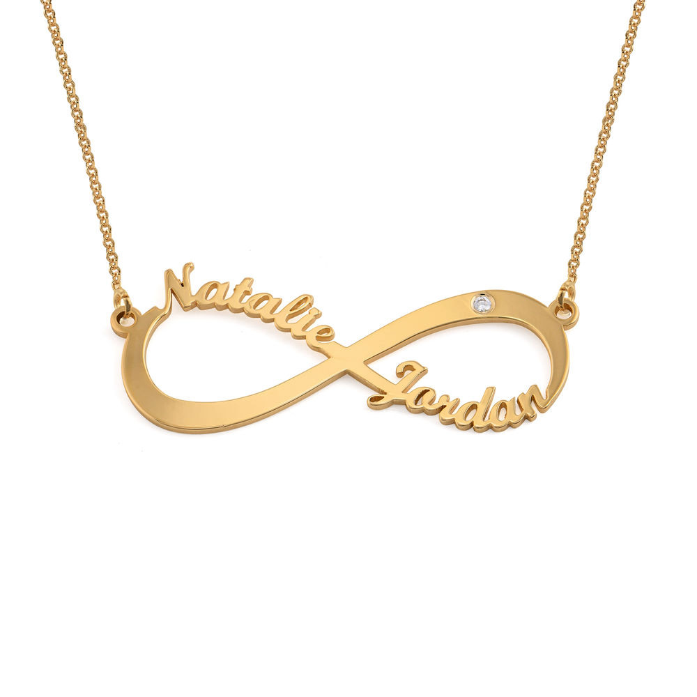 Infinity Name In 10K Yellow Gold Necklace With Diamond product photo
