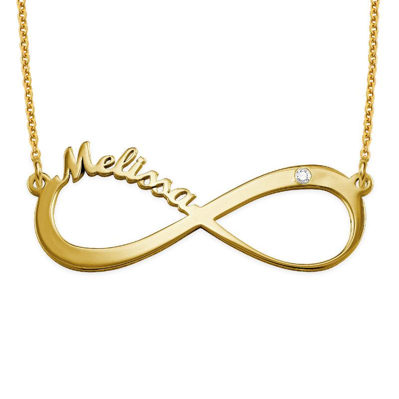 Personalized Infinity Diamond Necklace in 18K Gold Vermeil - 1